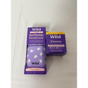 Wild Refillable Deodorant Smores Scent & Twin Pack with Case new